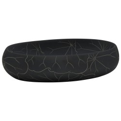 vidaXL Lavabo da Appoggio Nero Ovale 59x40x15 cm Ceramica