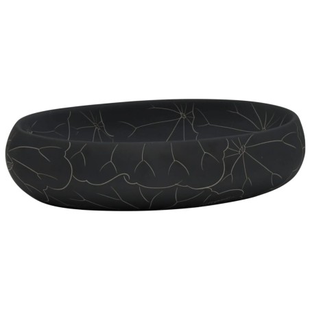 vidaXL Lavabo da Appoggio Nero Ovale 59x40x15 cm Ceramica