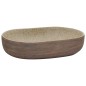 vidaXL Lavabo da Appoggio Sabbia e Marrone Ovale 59x40x14 cm Ceramica vidaXL Lavabo da Appoggio Sabbia e Marrone Ovale 59x40x14 cm Ceramica
