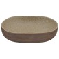 vidaXL Lavabo da Appoggio Sabbia e Marrone Ovale 59x40x14 cm Ceramica vidaXL Lavabo da Appoggio Sabbia e Marrone Ovale 59x40x14 cm Ceramica