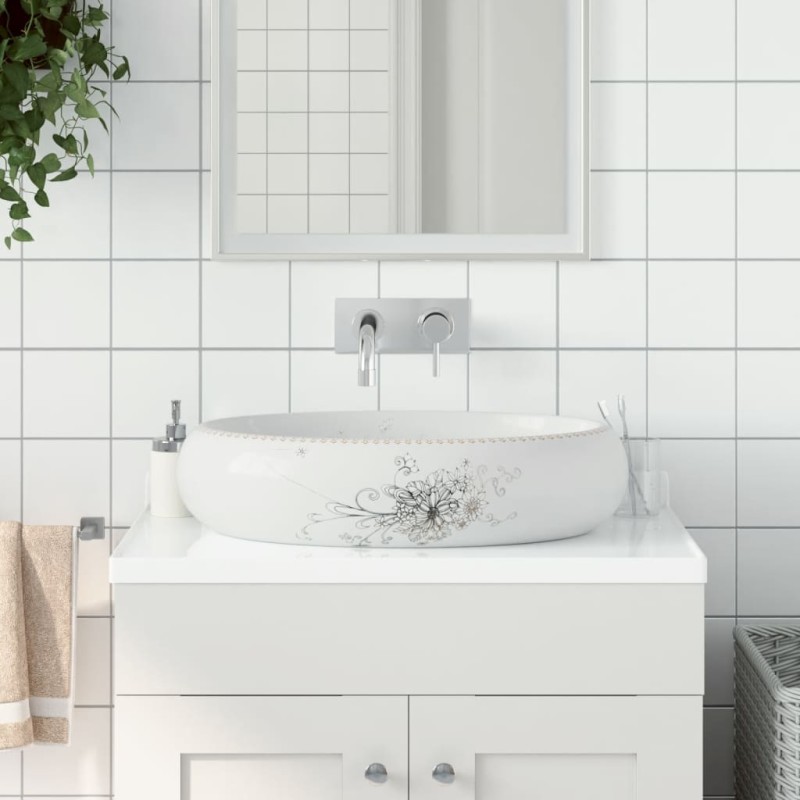 vidaXL Lavabo da Appoggio Bianco Ovale 59x40x15 cm Ceramica vidaXL Lavabo da Appoggio Bianco Ovale 59x40x15 cm Ceramica