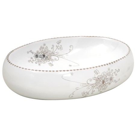 vidaXL Lavabo da Appoggio Bianco Ovale 59x40x15 cm Ceramica