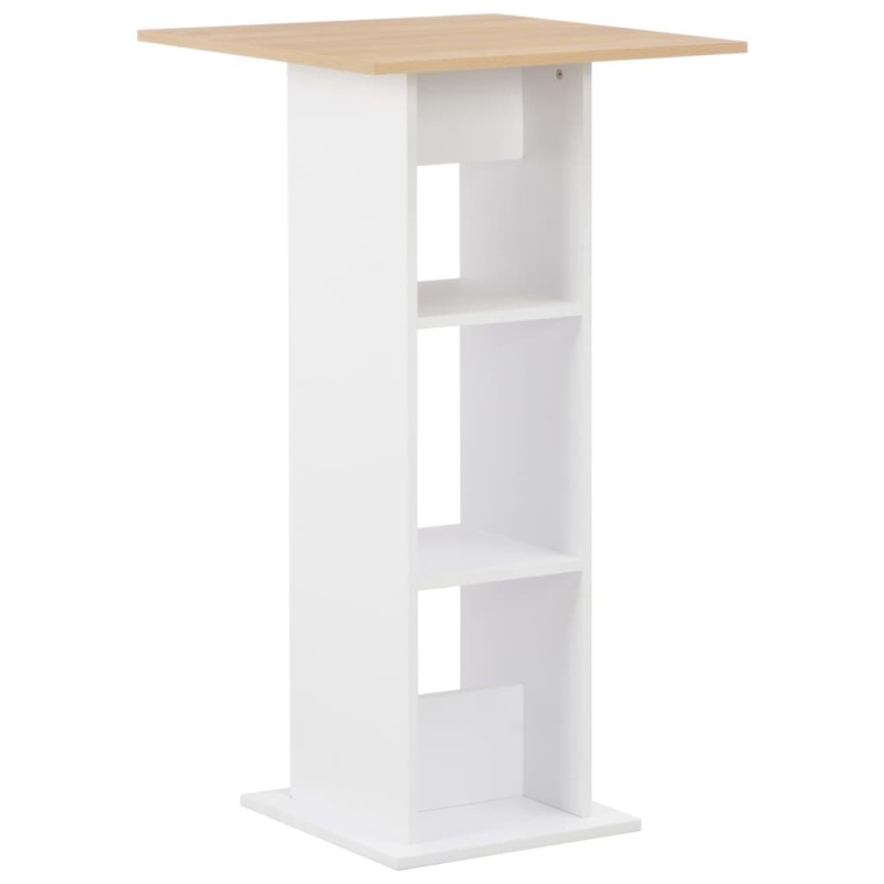 Tavolo da Bar Bianco e Rovere Sonoma 60x60x110 cm Tavolo da Bar Bianco e Rovere Sonoma 60x60x110 cm