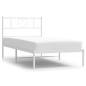 Giroletto con Testiera Metallo Bianco 100x200 cm Giroletto con Testiera Metallo Bianco 100x200 cm