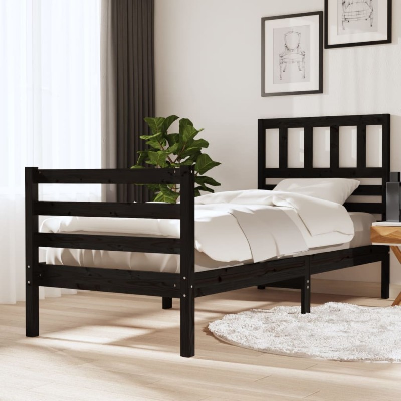 Giroletto Nero 90x190 cm Single in Legno Massello