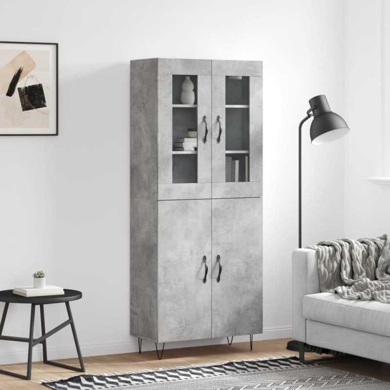 Credenza Grigio Cemento 69,5x34x180 cm in Legno Multistrato Credenza Grigio Cemento 69,5x34x180 cm in Legno Multistrato