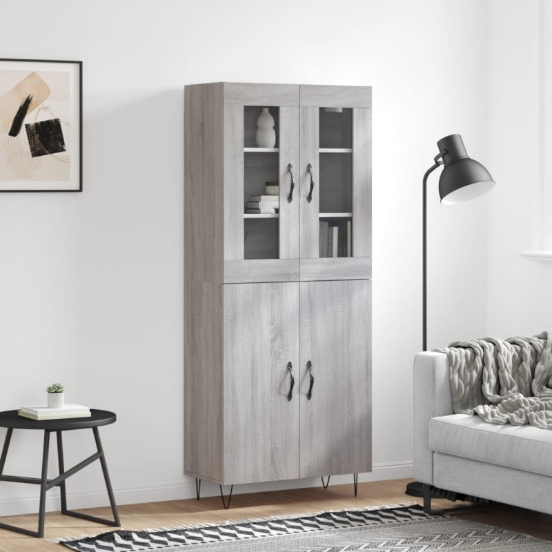 Credenza Grigio Sonoma 69,5x34x180 cm in Legno Multistrato Credenza Grigio Sonoma 69,5x34x180 cm in Legno Multistrato