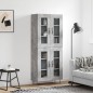 Credenza Grigio Cemento 69,5x34x180 cm in Legno Multistrato Credenza Grigio Cemento 69,5x34x180 cm in Legno Multistrato