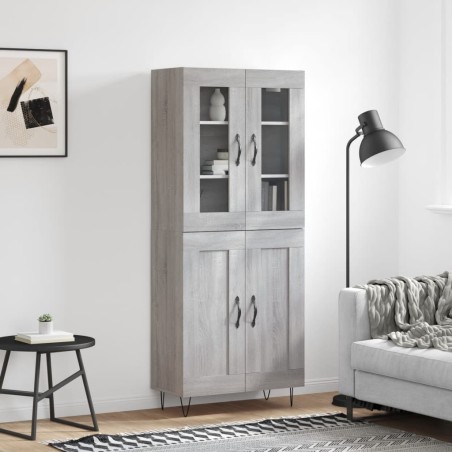 Credenza Grigio Sonoma 69,5x34x180 cm in Legno Multistrato