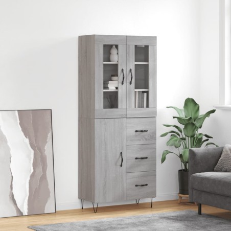 Credenza Grigio Sonoma 69,5x34x180 cm in Legno Multistrato