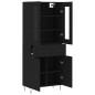 Credenza Nera 69,5x34x180 cm in Legno Multistrato Credenza Nera 69,5x34x180 cm in Legno Multistrato
