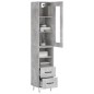 Credenza Grigio Cemento 34,5x34x180 cm in Legno Multistrato Credenza Grigio Cemento 34,5x34x180 cm in Legno Multistrato