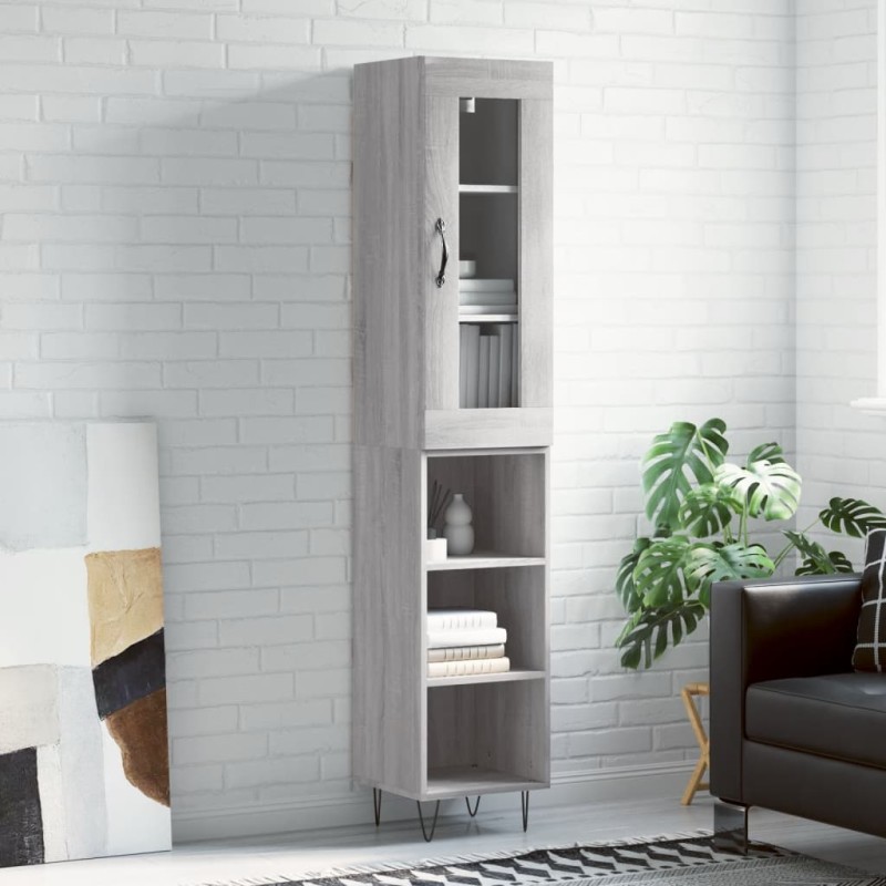 Credenza Grigio Sonoma 34,5x34x180 cm in Legno Multistrato Credenza Grigio Sonoma 34,5x34x180 cm in Legno Multistrato