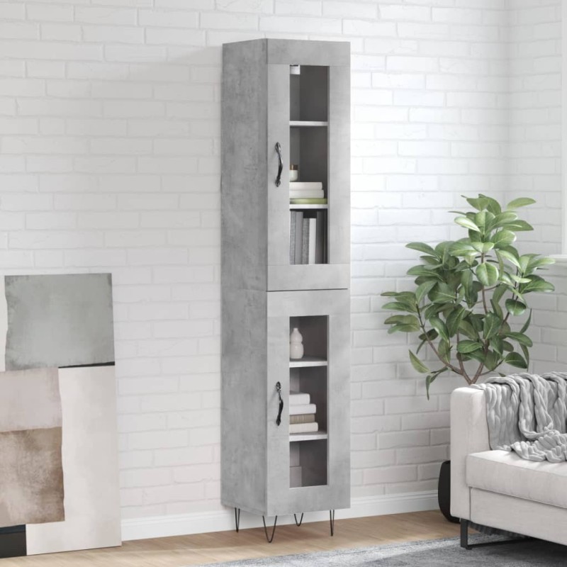 Credenza Grigio Cemento 34,5x34x180 cm in Legno Multistrato Credenza Grigio Cemento 34,5x34x180 cm in Legno Multistrato
