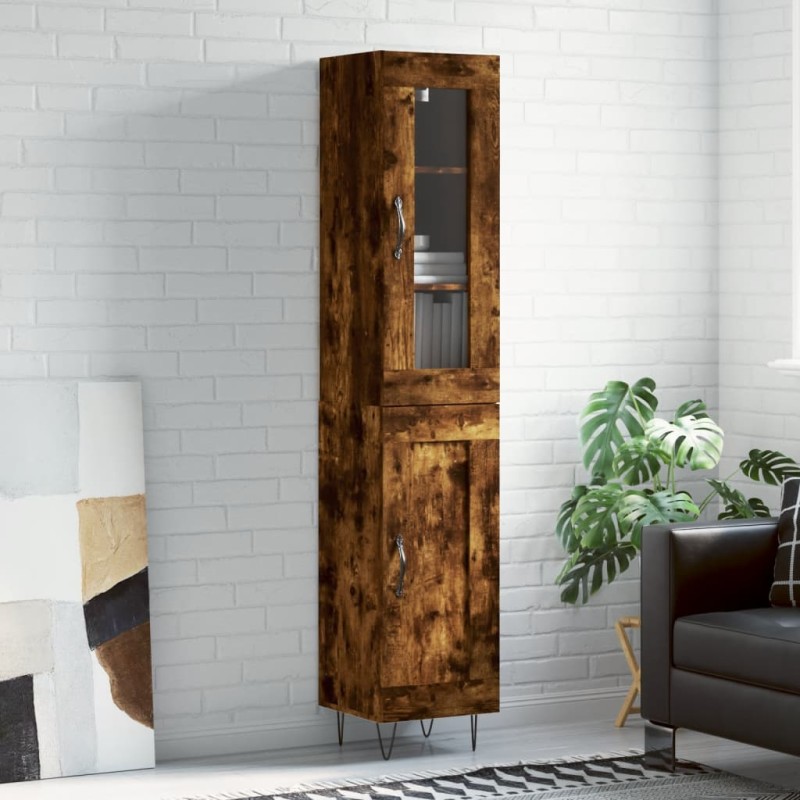 Credenza Rovere Fumo 34,5x34x180 cm in Legno Multistrato Credenza Rovere Fumo 34,5x34x180 cm in Legno Multistrato