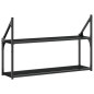 Scaffale a Parete 2 Ripiani Nero 80x21x51 cm Legno Multistrato Scaffale a Parete 2 Ripiani Nero 80x21x51 cm Legno Multistrato