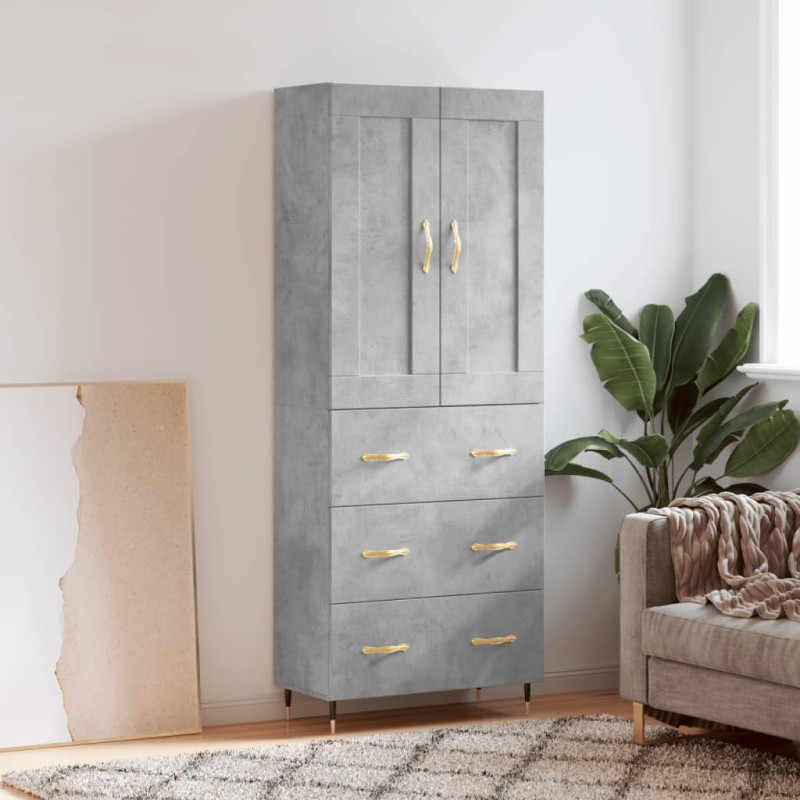Credenza Grigio Cemento 69,5x34x180 cm in Legno Multistrato Credenza Grigio Cemento 69,5x34x180 cm in Legno Multistrato