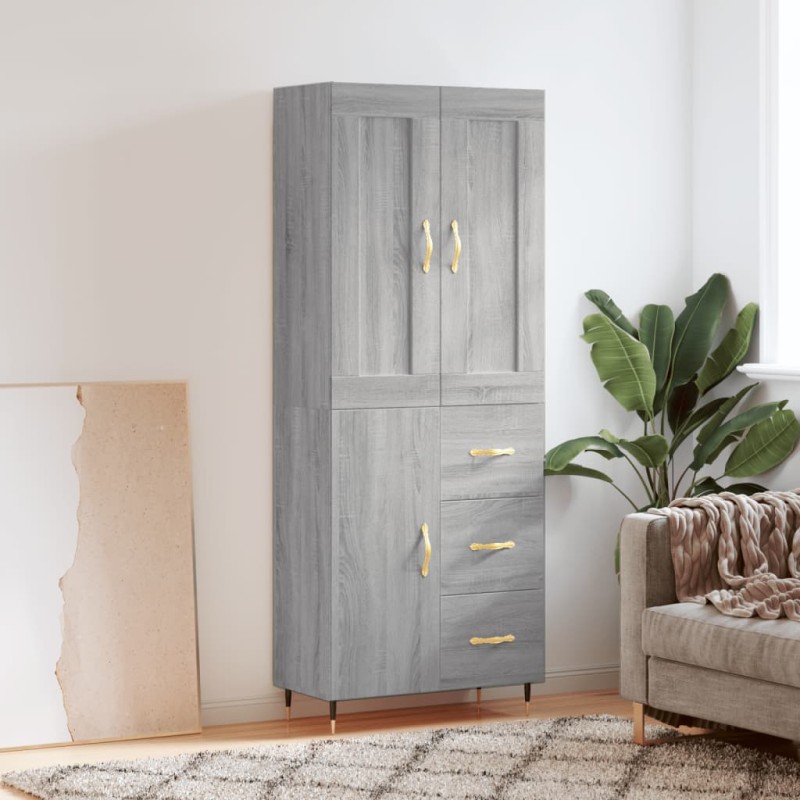 Credenza Grigio Sonoma 69,5x34x180 cm in Legno Multistrato Credenza Grigio Sonoma 69,5x34x180 cm in Legno Multistrato