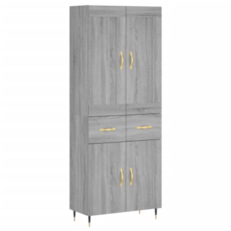 Credenza Grigio Sonoma 69,5x34x180 cm in Legno Multistrato