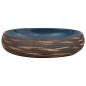 Lavabo da Appoggio Marrone e Blu Ovale 59x40x15 cm Ceramica Lavabo da Appoggio Marrone e Blu Ovale 59x40x15 cm Ceramica