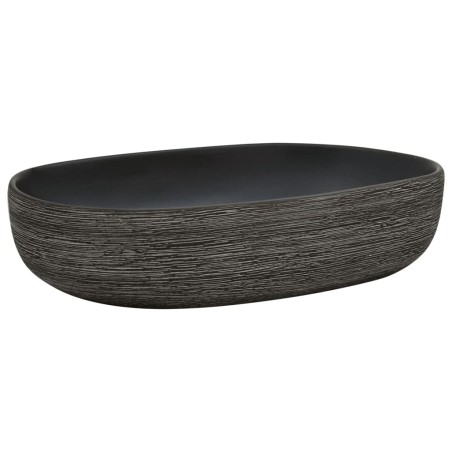 Lavabo da Appoggio Grigio e Nero Ovale 59x40x14 cm Ceramica