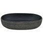 Lavabo da Appoggio Grigio e Nero Ovale 59x40x14 cm Ceramica Lavabo da Appoggio Grigio e Nero Ovale 59x40x14 cm Ceramica