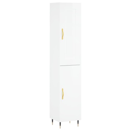 Credenza 34,5x34x180 cm in Legno Multistrato Bianco Lucido