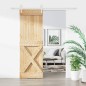 Porta Scorrevole con Set Hardware 80x210 cm Legno Massello Pino