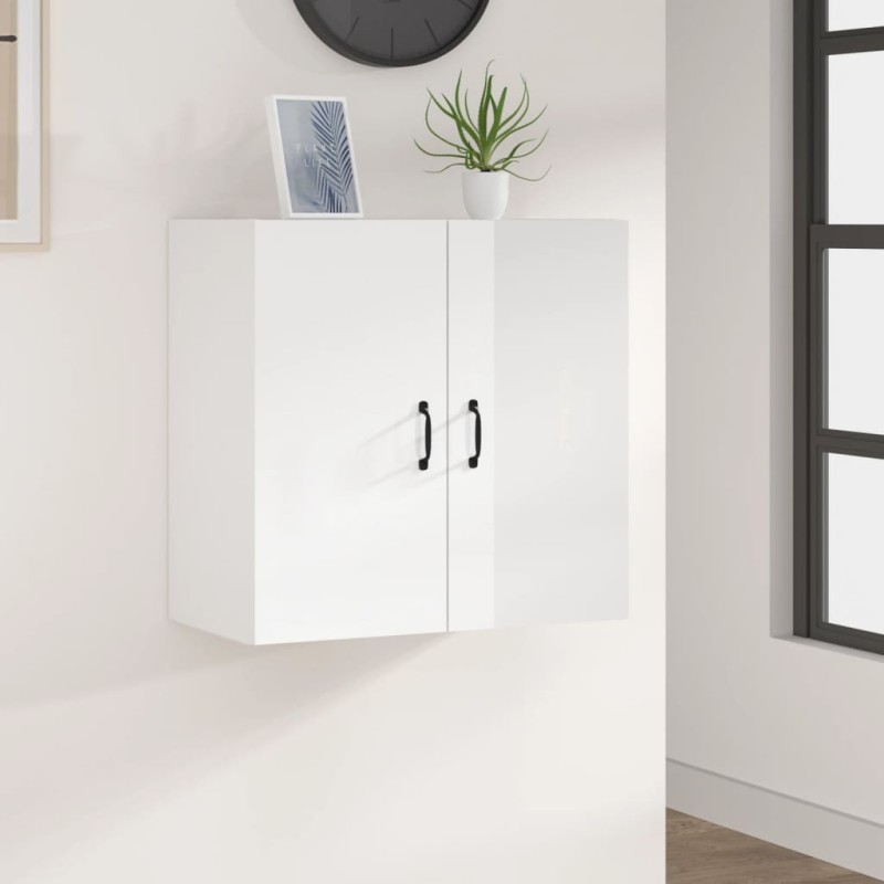 Armadietto a Muro Bianco Lucido 60x31x60 cm Legno Multistrato Armadietto a Muro Bianco Lucido 60x31x60 cm Legno Multistrato