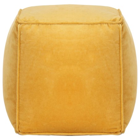 Pouf in Velluto di Cotone 40x40x40 cm Giallo
