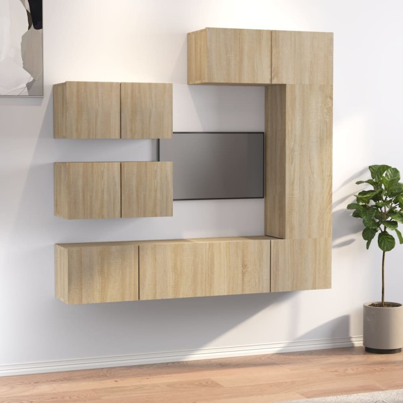 Set di Mobili Porta TV 6 pz Rovere Sonoma in Legno Multistrato Set di Mobili Porta TV 6 pz Rovere Sonoma in Legno Multistrato