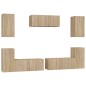 Set di Mobili Porta TV 7 pz Rovere Sonoma in Legno Multistrato Set di Mobili Porta TV 7 pz Rovere Sonoma in Legno Multistrato