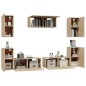 Set di Mobili Porta TV 7 pz Rovere Sonoma in Legno Multistrato Set di Mobili Porta TV 7 pz Rovere Sonoma in Legno Multistrato