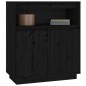 Credenza Nera 70x34x80 cm in Legno Massello di Pino Credenza Nera 70x34x80 cm in Legno Massello di Pino