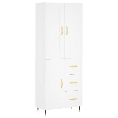 Credenza Bianca 69,5x34x180 cm in Legno Multistrato