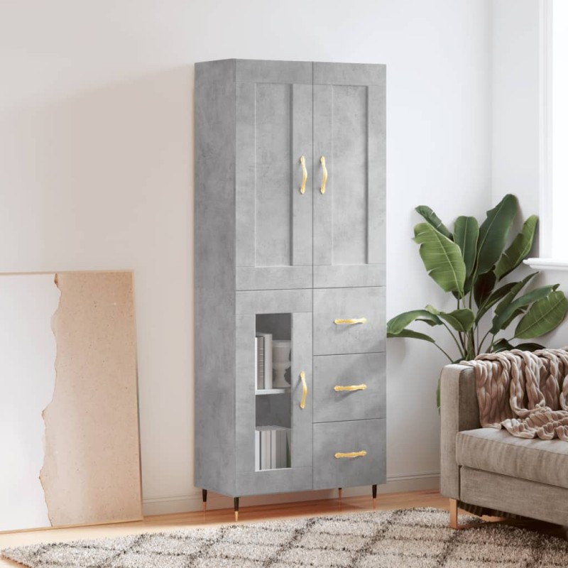 Credenza Grigio Cemento 69,5x34x180 cm in Legno Multistrato Credenza Grigio Cemento 69,5x34x180 cm in Legno Multistrato