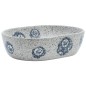 Lavabo da Appoggio Grigio e Blu Ovale 47x33x13 cm Ceramica Lavabo da Appoggio Grigio e Blu Ovale 47x33x13 cm Ceramica
