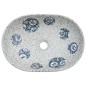 Lavabo da Appoggio Grigio e Blu Ovale 47x33x13 cm Ceramica Lavabo da Appoggio Grigio e Blu Ovale 47x33x13 cm Ceramica