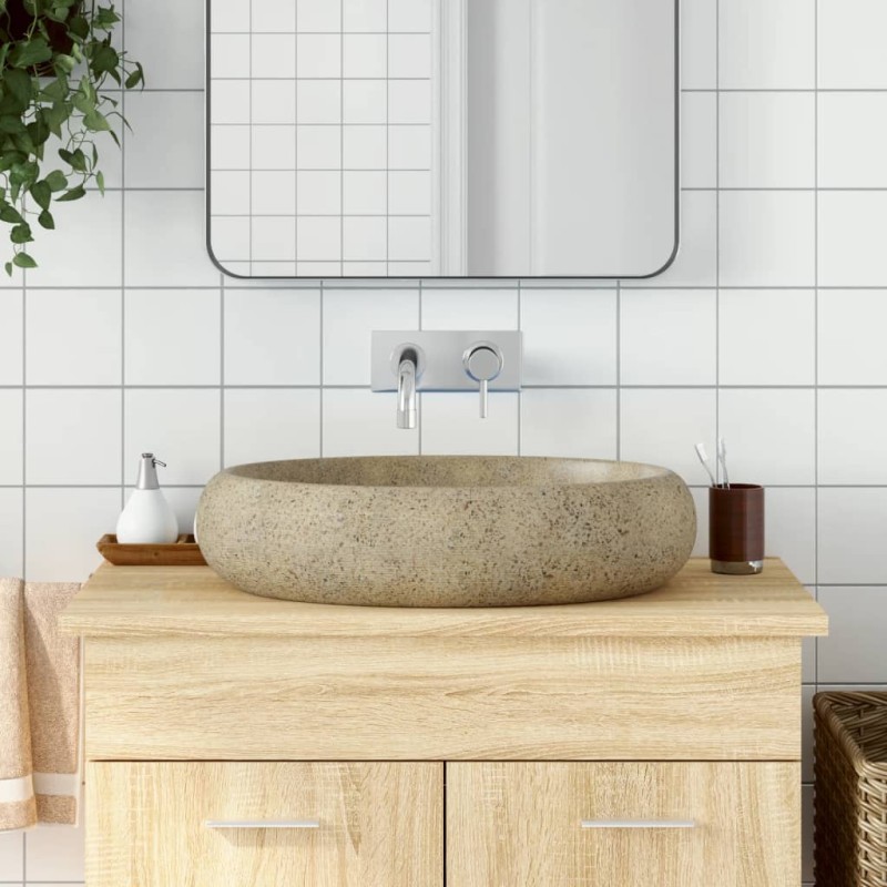 Lavabo da Appoggio Sabbia Ovale 59x40x15 cm Ceramica Lavabo da Appoggio Sabbia Ovale 59x40x15 cm Ceramica