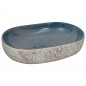 Lavabo da Appoggio Sabbia e Blu Ovale 59x40x14 cm Ceramica Lavabo da Appoggio Sabbia e Blu Ovale 59x40x14 cm Ceramica