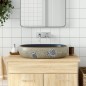 Lavabo da Appoggio Sabbia e Blu Ovale 59x40x14 cm Ceramica Lavabo da Appoggio Sabbia e Blu Ovale 59x40x14 cm Ceramica