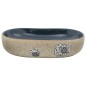 Lavabo da Appoggio Sabbia e Blu Ovale 59x40x14 cm Ceramica Lavabo da Appoggio Sabbia e Blu Ovale 59x40x14 cm Ceramica