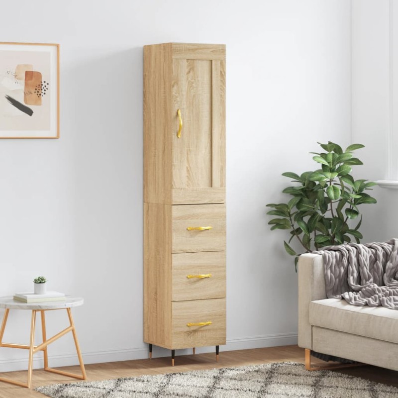 Credenza Rovere Sonoma 34,5x34x180 cm in Legno Multistrato Credenza Rovere Sonoma 34,5x34x180 cm in Legno Multistrato