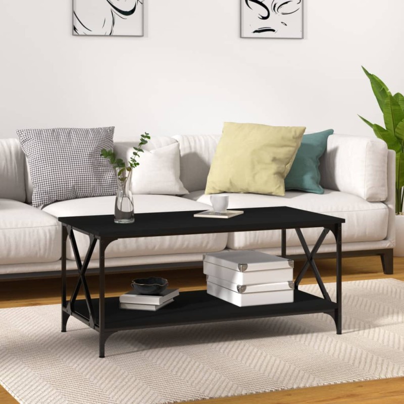 vidaXL Tavolino da Salotto Nero 100x50x45 cm Legno Multistrato e Ferro vidaXL Tavolino da Salotto Nero 100x50x45 cm Legno Multistrato e Ferro