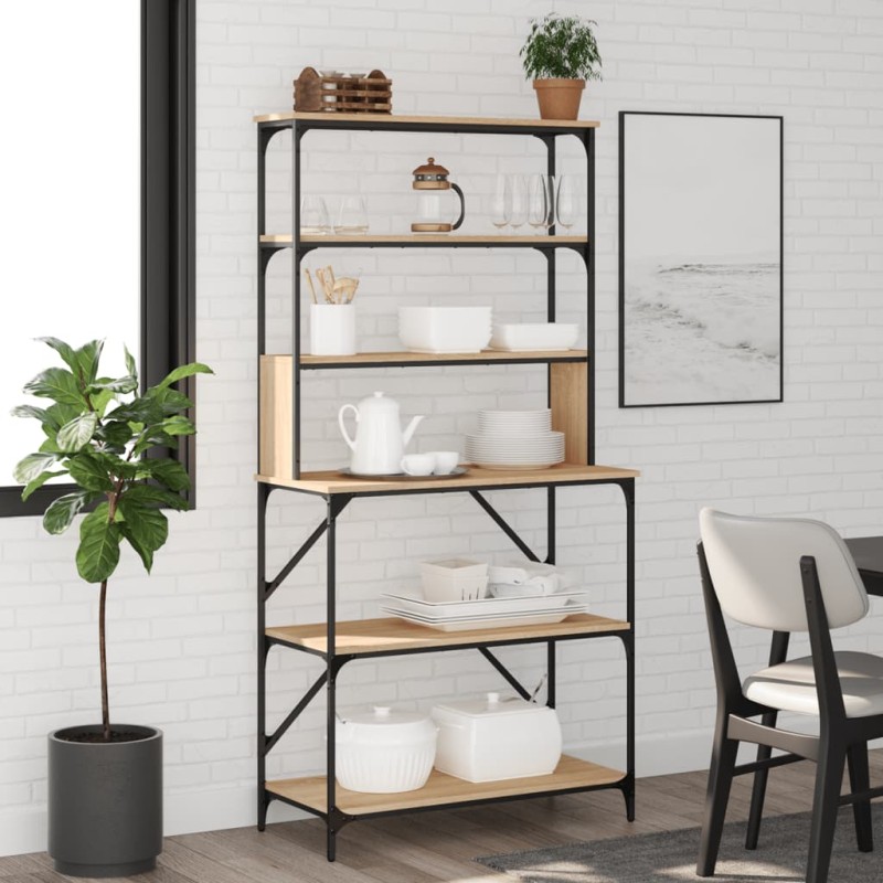 Scaffale Cucina 6 Ripiani Rovere Sonoma 90x40x180cm Multistrato Scaffale Cucina 6 Ripiani Rovere Sonoma 90x40x180cm Multistrato