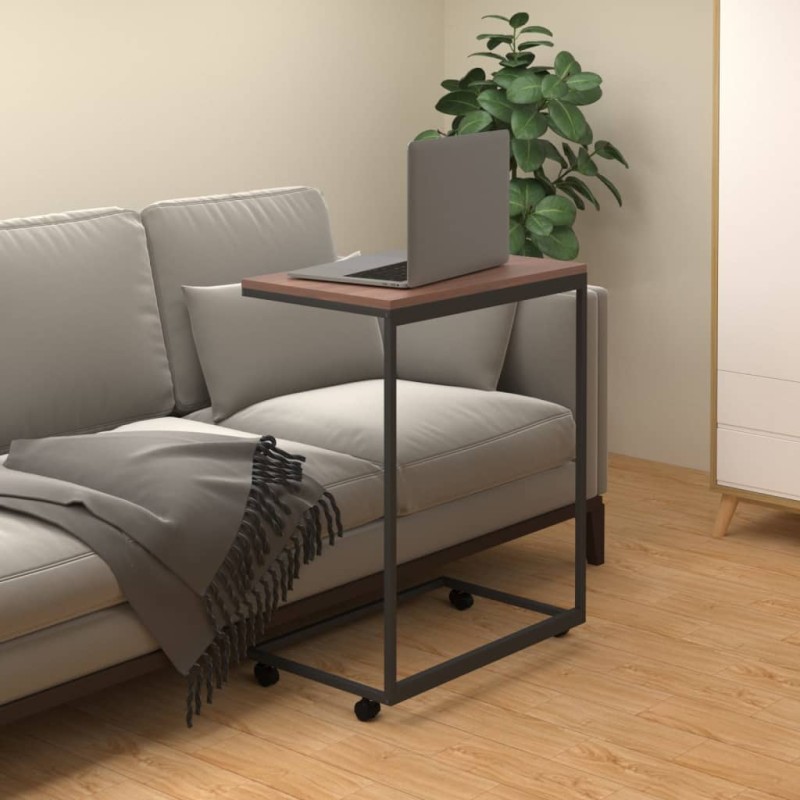 Tavolino con Ruote Nero 55x35x70 cm in Legno Multistrato Tavolino con Ruote Nero 55x35x70 cm in Legno Multistrato