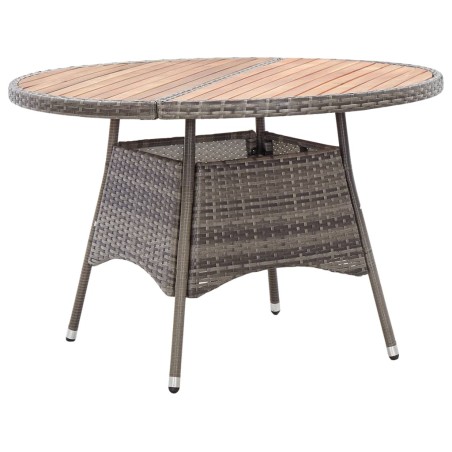 Tavolo da Giardino Grigio 115x74cm in Polyrattan e Legno Acacia