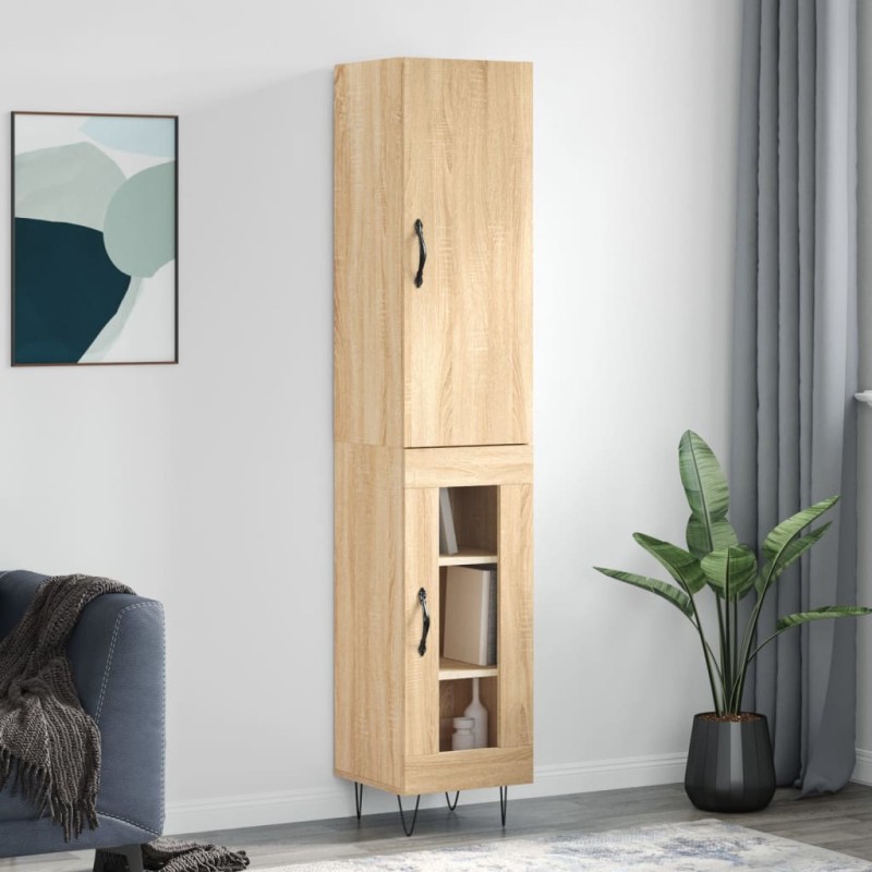 Credenza Rovere Sonoma 34,5x34x180 cm in Legno Multistrato Credenza Rovere Sonoma 34,5x34x180 cm in Legno Multistrato