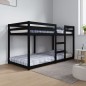 Letto a Castello Nero 90x190 cm in Legno Massello di Pino Letto a Castello Nero 90x190 cm in Legno Massello di Pino
