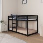 Letto a Castello Nero 90x190 cm in Legno Massello di Pino Letto a Castello Nero 90x190 cm in Legno Massello di Pino